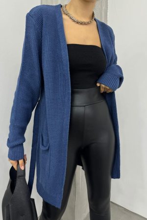 Pirinç Örgü Kuşaklı Triko Hırka